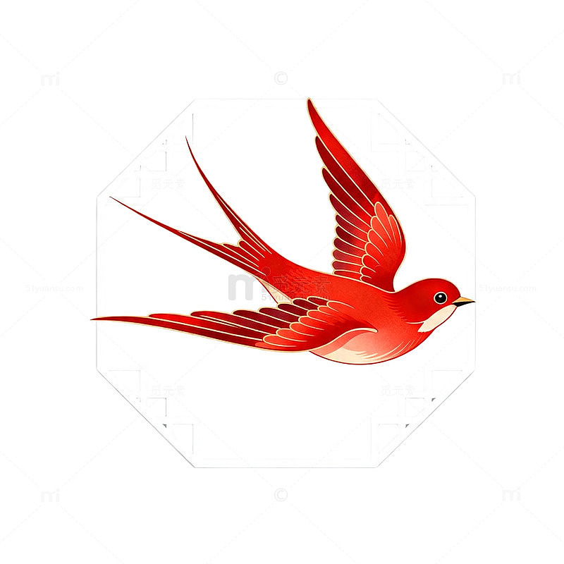 红色燕子中式装饰画