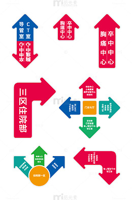 医院箭头导视指示地贴元素