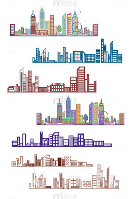 现代城市建筑高楼大厦楼房剪影元素