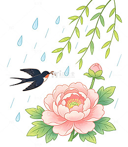 春日花鸟图设计素材