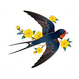 燕子迎春花开图