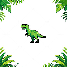 像素恐龙插画素材