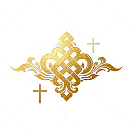 金色花纹十字架装饰图案设计素材