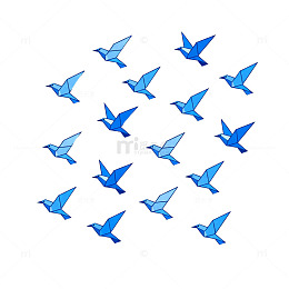 蓝色鸟群飞行图案设计