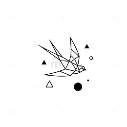 几何风鸟类简笔画设计元素