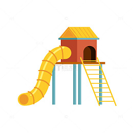 卡通儿童管道滑滑梯免抠元素