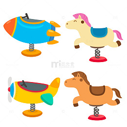 卡通儿童玩耍摇摇马木马游乐设施