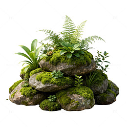 苔藓石头植物景观