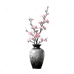简约花瓶樱花装饰设计素材