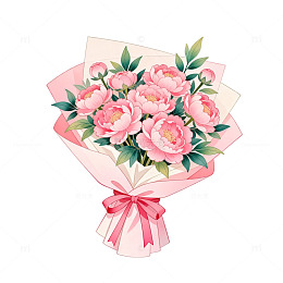 粉色花朵插画花束