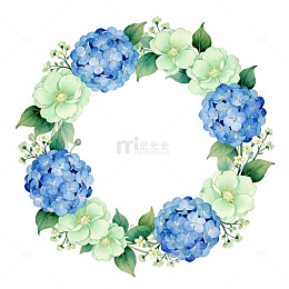 水彩花卉花环装饰设计素材