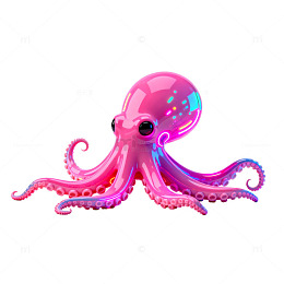 卡通粉色章鱼模型设计素材