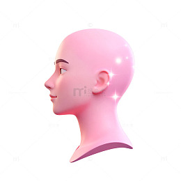 粉色卡通人头3D模型素材
