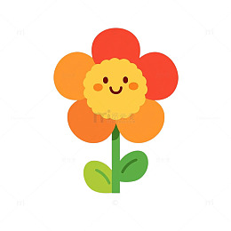 欢乐笑脸环绕的彩色花