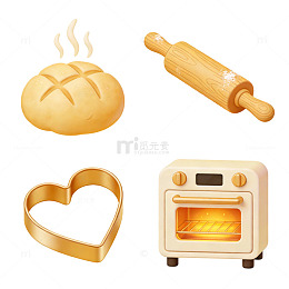 面包烘焙卡通扁平元素烤箱模具