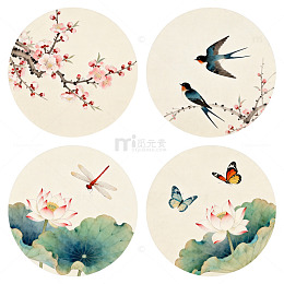 传统中国花鸟艺术插画