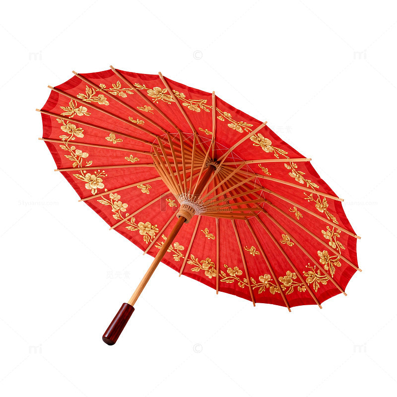 红色传统花纹雨伞