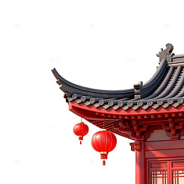 中国风传统建筑红色灯笼图案