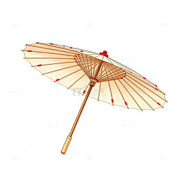 复古风格传统纸伞插画