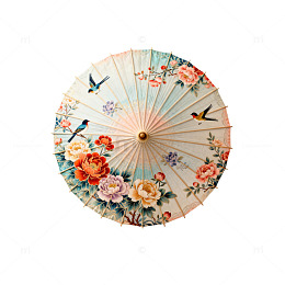 复古风花卉鸟语油纸伞