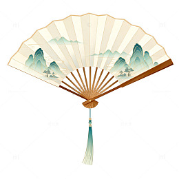 古风折扇山水画装饰元素
