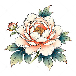 工笔画风格花卉插画设计素材