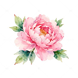 水彩粉色牡丹花艺术插画