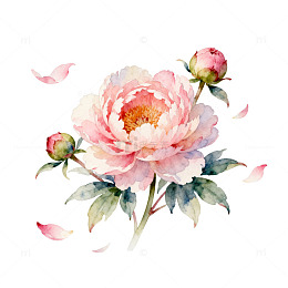 水彩花卉盛开插画设计素材