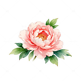 水彩粉色牡丹花插画设计素材