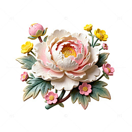 陶瓷浮雕牡丹花装饰图案