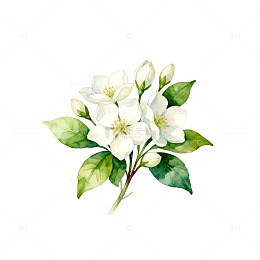 清新茉莉花插画设计素材