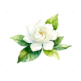 水彩风格栀子花插画