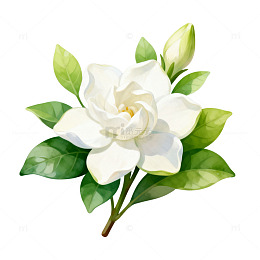 清新栀子花插画设计素材