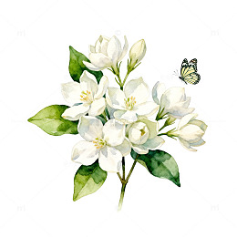 水彩花卉蝴蝶插画