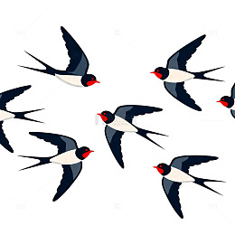 燕子飞翔插画设计素材