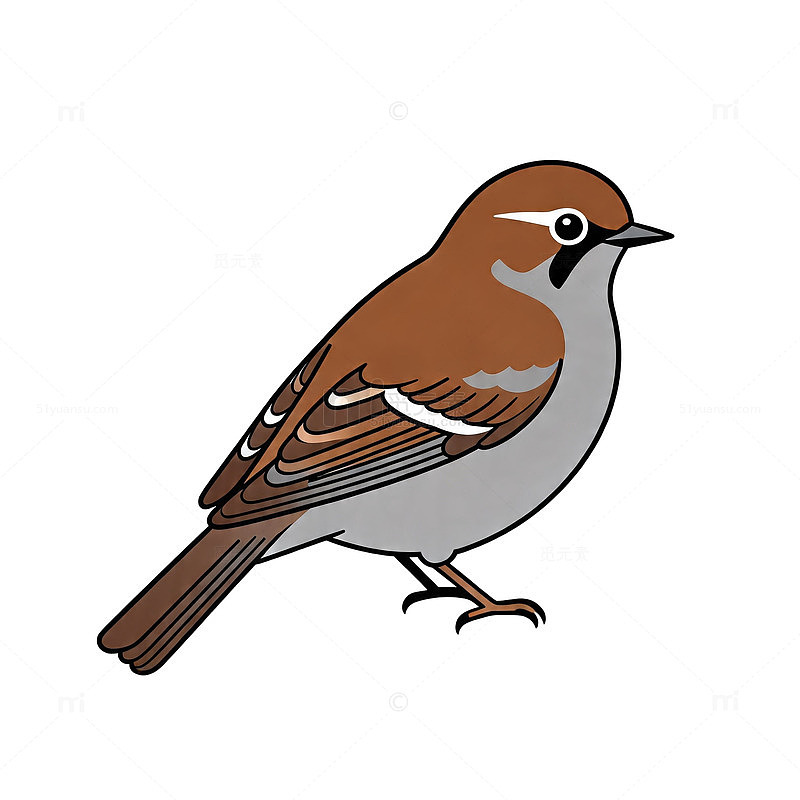 卡通风格麻雀插画素材