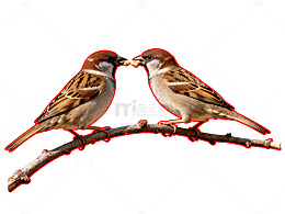 浪漫小鸟树枝相依图片