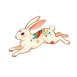 彩绘卡通兔子图案插画