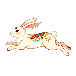 卡通兔跳跃装饰图案插画
