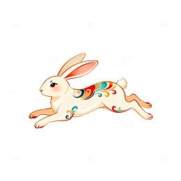 彩绘兔子插画素材