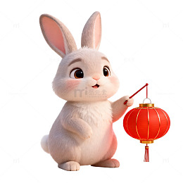 卡通兔春节灯笼喜庆图案