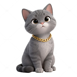 可爱卡通灰猫插画素材