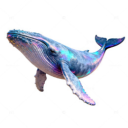 彩绘鲸鱼创意插画设计素材