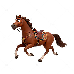 卡通风格骏马奔跑动画素材