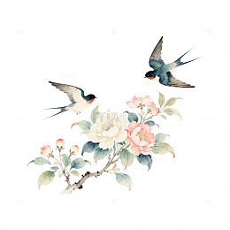 工笔花鸟图设计素材