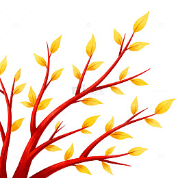 红色树枝秋天插画