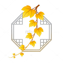 秋意盎然窗棂插画