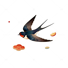 燕子飞春卡通插画