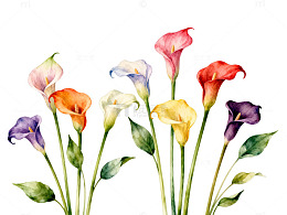 多彩马蹄莲花卉插画