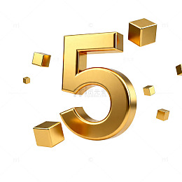 金色数字5科技感海报设计元素